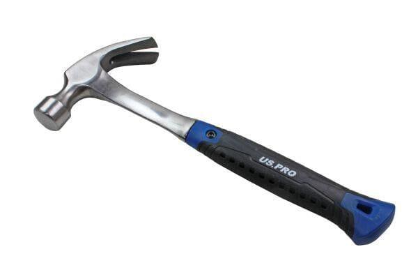 US PRO Tools 16oz Steel Curved Claw Hammer Hardened Steel Fibreglass Handle 3445 - Tools 2U Direct SW