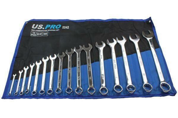 US PRO Tools 16PC SAE Combination Spanner Set 1/4" - 1 1/4" 2242 - Tools 2U Direct SW