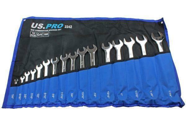 US PRO Tools 16PC SAE Combination Spanner Set 1/4" - 1 1/4" 2242 - Tools 2U Direct SW