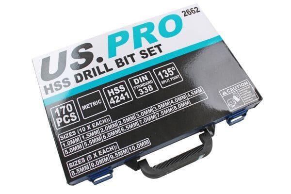 US PRO Tools 170 Piece HSS Metric Drill Bits Set 1 - 10mm 2662 - Tools 2U Direct SW