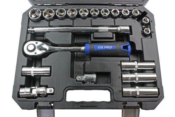US PRO Tools 20 Piece 1/2" DR Metric Socket Set 6PT 10 - 24mm 3271 - Tools 2U Direct SW