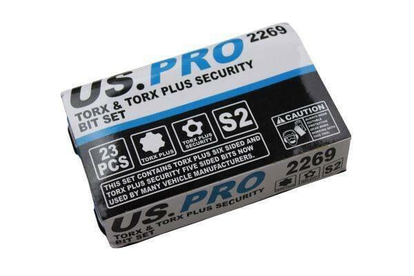 US PRO Tools 23 Piece Torx & Torx Plus Security Bit Set T10 - T60 - 2269 - Tools 2U Direct SW