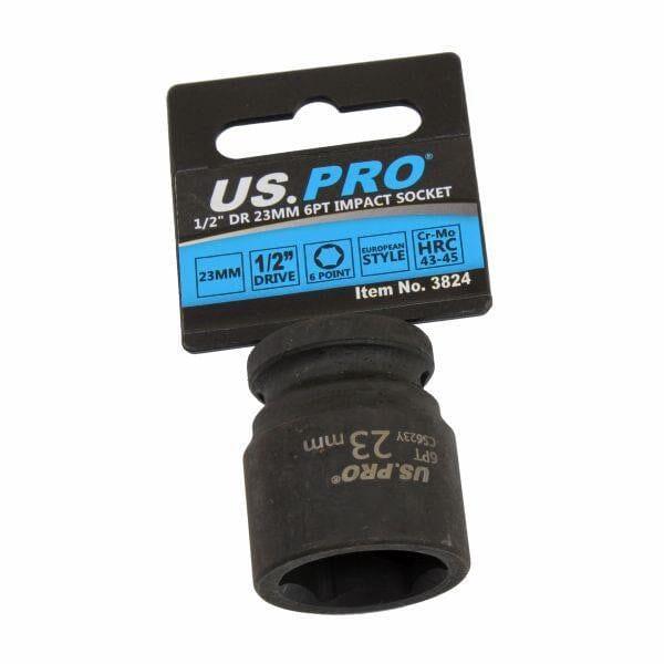 US PRO Tools 23mm Impact Socket 1/2" Drive 6 Point Single Hex 3824 - Tools 2U Direct SW