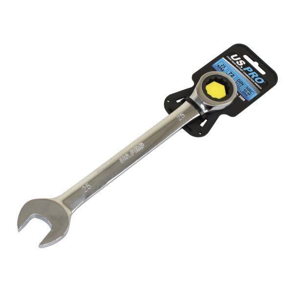 US PRO Tools 25mm Ratchet Spanner Wrench 72 Teeth Open & Ring End Wrench 3586 - Tools 2U Direct SW