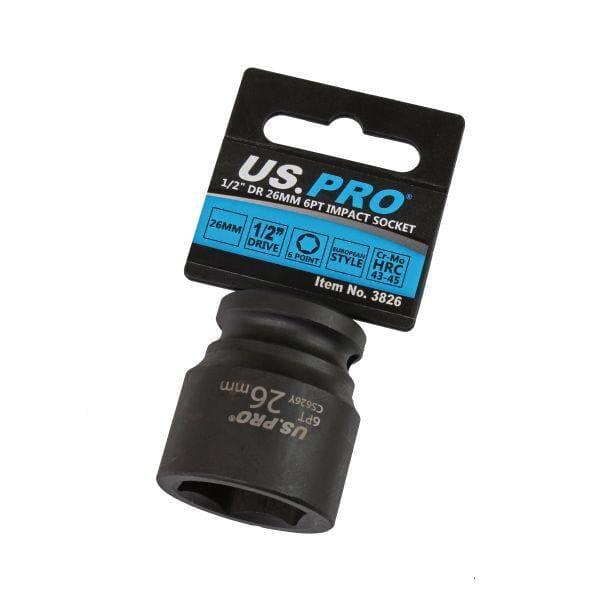 US PRO Tools 26mm Impact Socket 1/2" Drive 6 Point Single Hex 3826 - Tools 2U Direct SW