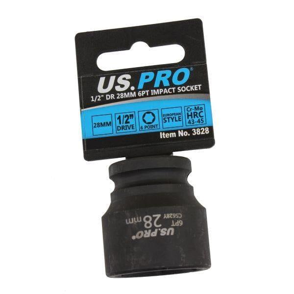 US PRO Tools 28mm Impact Socket 1/2" Drive 6 Point Single Hex 3828 - Tools 2U Direct SW