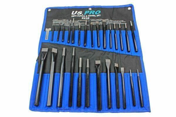 US PRO Tools 28pc Punch & Chisel Tool Set, Punches and Chisels 2232 - Tools 2U Direct SW