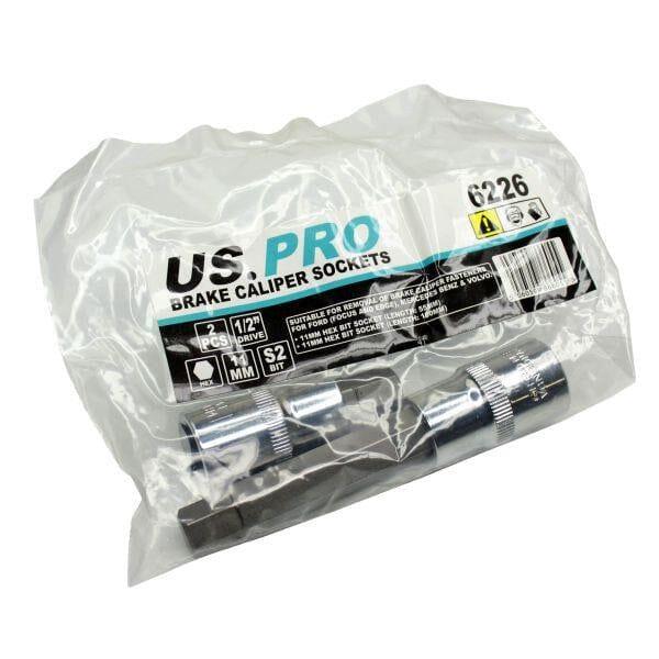 US PRO Tools 2pc 1/2 dr 11mm Hex Allen Bit Brake Caliper Sockets H11 6226 - Tools 2U Direct SW
