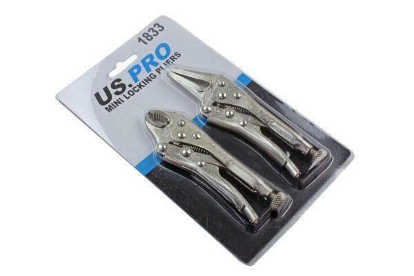 US PRO Tools 2pc Mini Locking Pliers, Mole Grips, Clamp, Clmaps Set 1833 - Tools 2U Direct SW