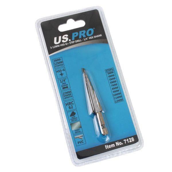 US PRO Tools 3 - 12mm HSS-G+ Step Drill Step Cone 7128 - Tools 2U Direct SW