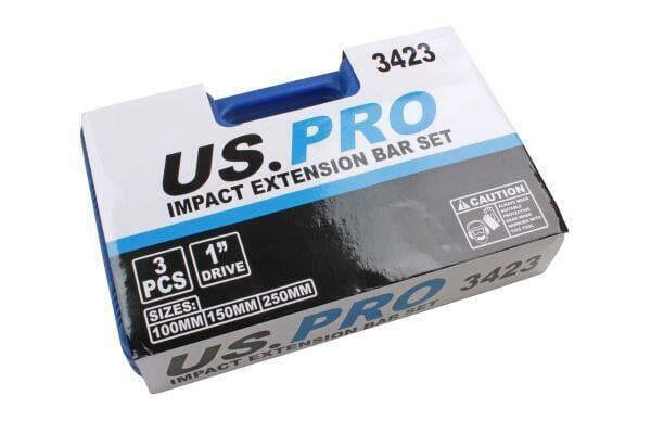 US PRO Tools 3 Piece 1" DR Impact Extension Bar Set Socket Bars 3423 - Tools 2U Direct SW