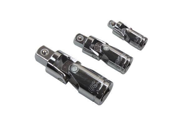 US PRO Tools 3 Piece universal joint Socket Adapter bendy Knuckles Set 1/2" 1/4" 3/8 4203 - Tools 2U Direct SW