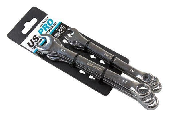 US PRO Tools 3 x 10mm and 3 x 13mm Metric Combination Spanners Wrench 2052 - Tools 2U Direct SW
