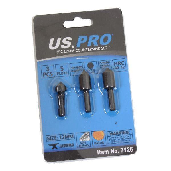 US PRO Tools 3PC 12mm Countersink Drill Bit Set 7125 - Tools 2U Direct SW