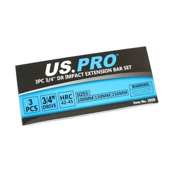 US PRO Tools 3pc 3/4" dr Impact Extension Bar Set Bars For Sockets 3950 - Tools 2U Direct SW