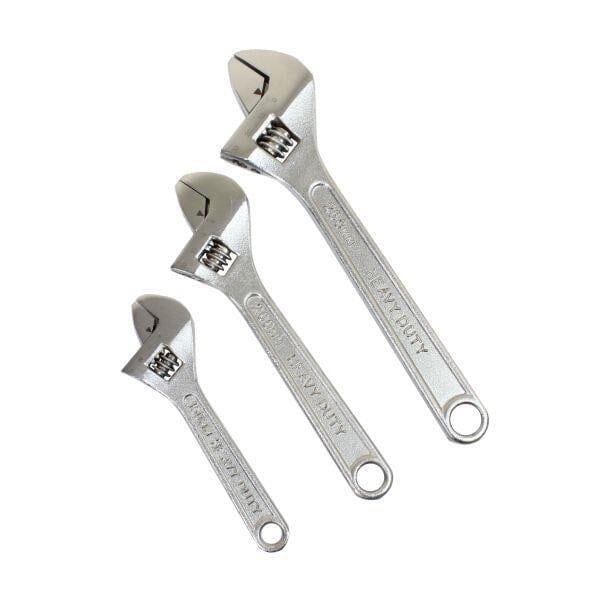 US PRO Tools 3pc Adjustable Wrench / Shifting Spanner Set 6" 8" 10" Chrome Finish 2297 - Tools 2U Direct SW