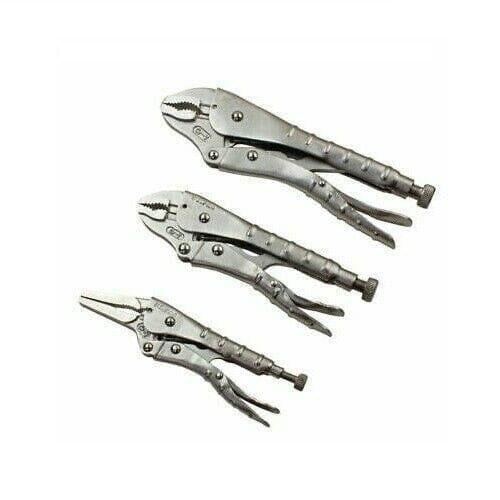 US PRO Tools 3pc Locking Pliers Set With Ribbed Handles 6", 7", 10" Mole Grips 2055 - Tools 2U Direct SW