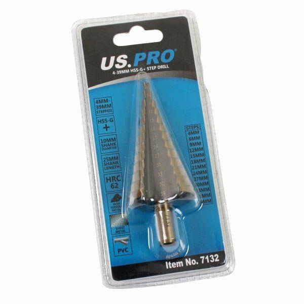 US PRO Tools 4 - 39mm HSS-G+ Step Drill Step Cone 7132 - Tools 2U Direct SW