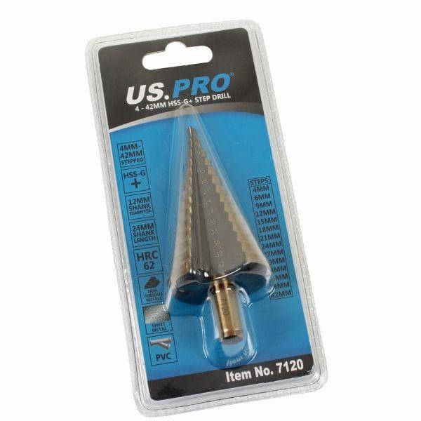 US PRO Tools 4 - 42mm HSS-G+ Step Drill Step Cone 7120 - Tools 2U Direct SW