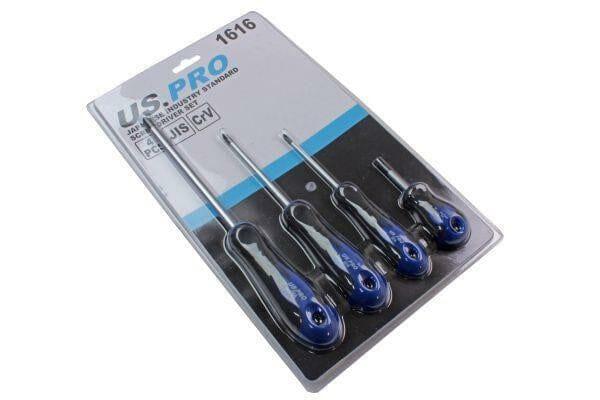 US PRO Tools 4 Piece Japanese Industry Standard Screwdriver Set JIS ph1,2,3 - 1616 - Tools 2U Direct SW
