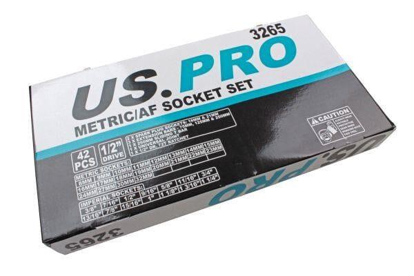 US PRO Tools 42 Piece 1/2" Dr Socket Set Metric / AF 3265 - Tools 2U Direct SW