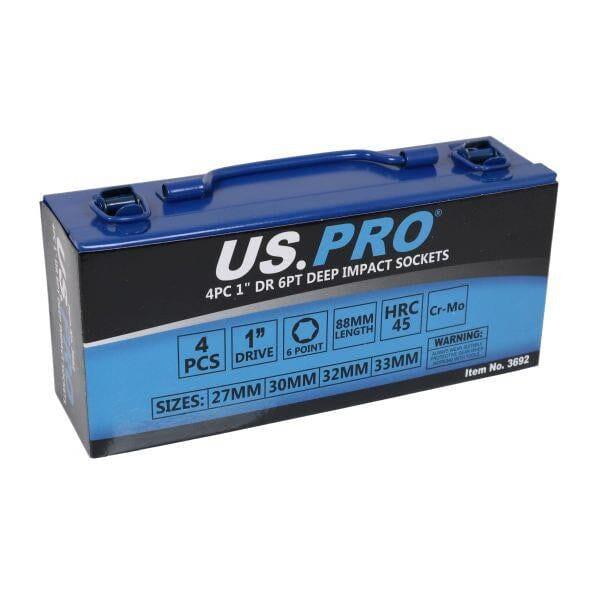 US PRO Tools 4PC 1" DR 6PT Deep Impact Sockets 27,30,32,33mm 3692 - Tools 2U Direct SW