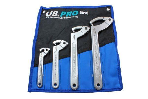 US PRO Tools 4pc Adjustable Pin Wrench Set 3/4" - 7/10" 6818 - Tools 2U Direct SW