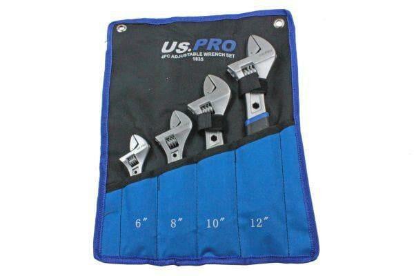 US PRO Tools 4pc Adjustable Wrench / Shifting Spanner Set 6" 8" 10" 12" - 1835 - Tools 2U Direct SW
