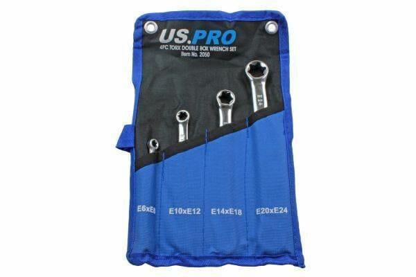 US PRO Tools 4pc Double E-Torx / Female Tox Star Wrench Spanner Set E6 - E24 2050 - Tools 2U Direct SW