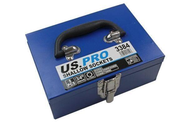 US PRO Tools 5 Piece 3/4" Drive 6 Point Metric Shallow Sockets 55 - 70MM 3384 - Tools 2U Direct SW