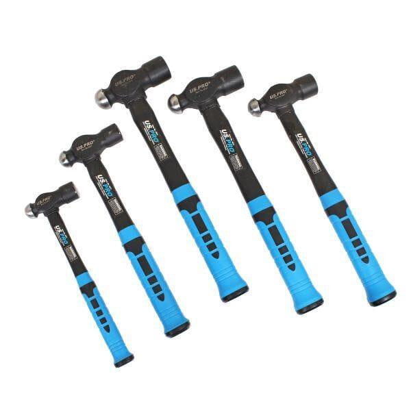 US PRO Tools 5pc Ball Pein Hammers Set 8 16 24 32 40oz FibreGlass Handles 4531 - Tools 2U Direct SW
