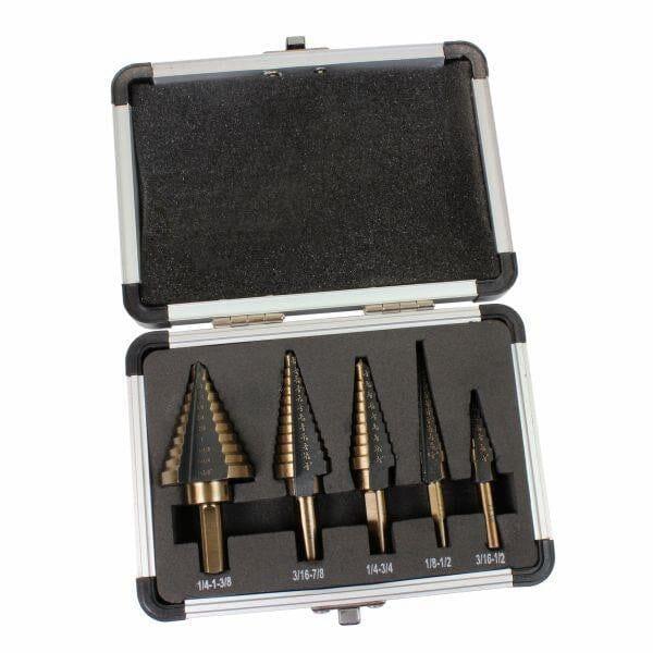 US PRO Tools 5PC Hss-G+ Step Drill Set 1/8"-1 3/8" In case 7139 - Tools 2U Direct SW
