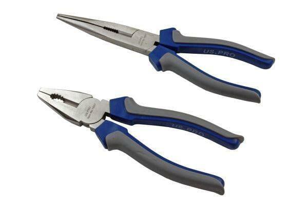 US PRO Tools 5pc Pliers Set In case combination long bent nose side cutters water pump 1821 - Tools 2U Direct SW