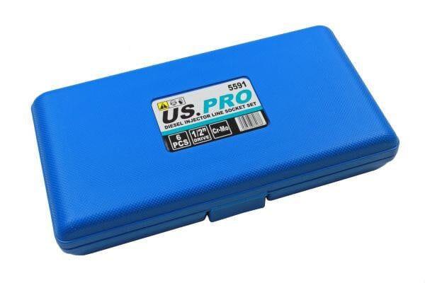 US PRO Tools 6 Piece 1/2" Drive Diesel Injector Line Socket Set 12 - 19mm 5591 - Tools 2U Direct SW