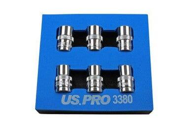 US PRO Tools 6pc 3/8" dr 10mm + 13mm 6pt Shallow Socket Set, Sockets 3380 - Tools 2U Direct SW