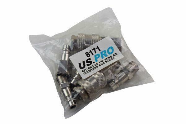 US PRO Tools 6PC Bag Of Euro Air Couplers And Plugs 8171 - Tools 2U Direct SW