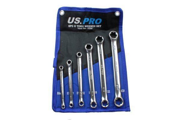 US PRO Tools 6pc E-Torx / Female Torx Star Wrench Spanner Set E6 - E24 2290 - Tools 2U Direct SW