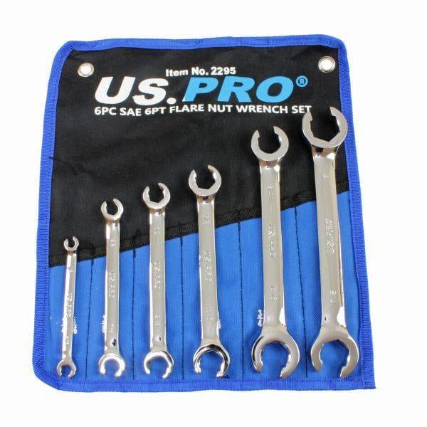 US PRO Tools 6pc SAE Imperial 6pt Flare Nut Spanners Wrench Set Brake Pipe 2295 - Tools 2U Direct SW