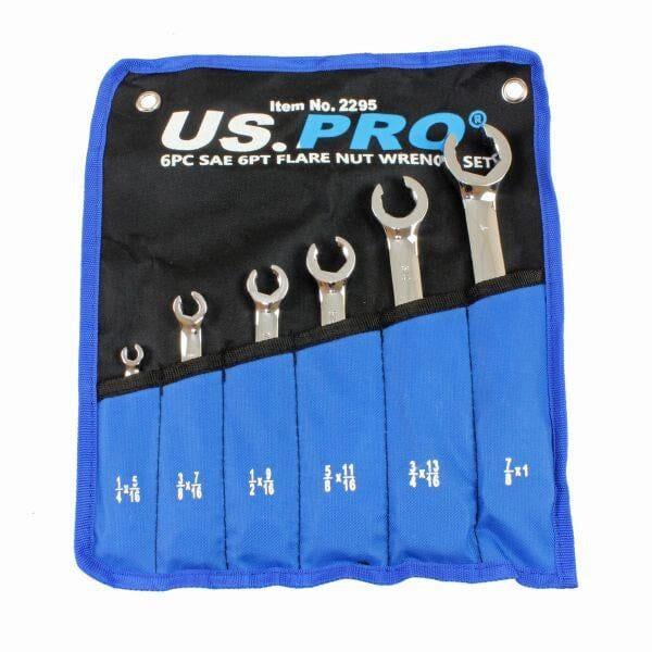 US PRO Tools 6pc SAE Imperial 6pt Flare Nut Spanners Wrench Set Brake Pipe 2295 - Tools 2U Direct SW