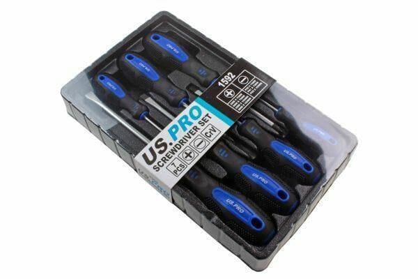 US PRO Tools 7 Piece Magnetic Screwdriver Set - Slotted & Phillips 1592 - Tools 2U Direct SW