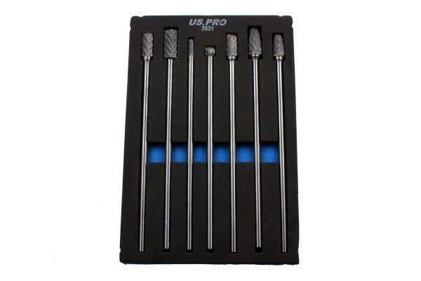 US PRO Tools 7pc Extra Long Tungsten Carbide Burrs Set 2631 - Tools 2U Direct SW