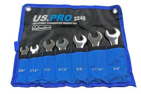 US PRO Tools 7pc SAE AF Stubby Combination Spanner Wrench Set 3/8 To 3/4 - 2248 - Tools 2U Direct SW