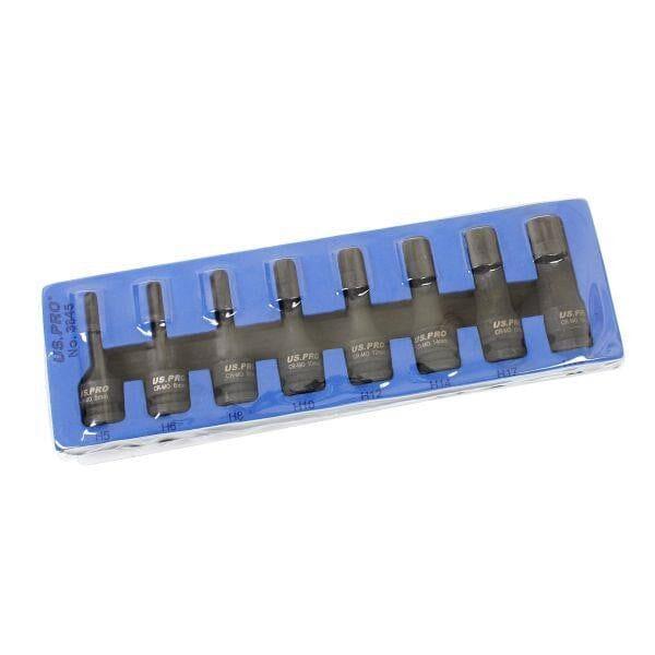 US PRO Tools 8 Piece 1/2" Drive Impact Hex Bit Socket Set H5 - H19 EVA Foam 3845 - Tools 2U Direct SW