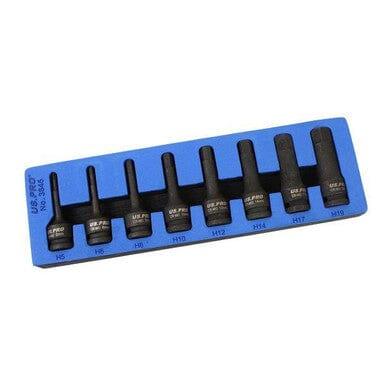 US PRO Tools 8 Piece 1/2" Drive Impact Hex Bit Socket Set H5 - H19 EVA Foam 3845 - Tools 2U Direct SW