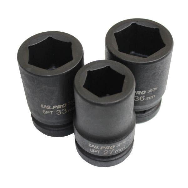 US PRO Tools 8pc 1" drive 6pt Deep Impact Sockets Metric 24 - 38mm 3509 - Tools 2U Direct SW
