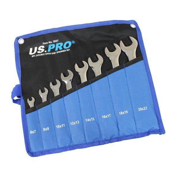 US PRO Tools 8pc Double Open End Spanner Wrench Set Spanners 6 - 22mm 3927 - Tools 2U Direct SW