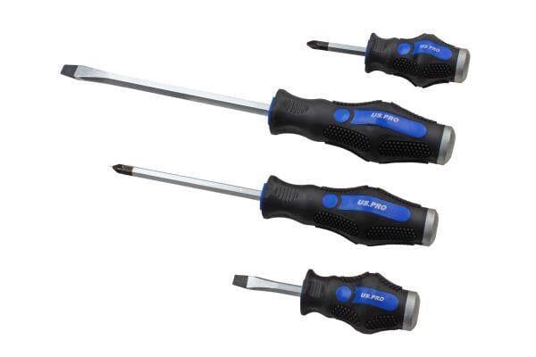 US PRO Tools 8pc Go-through Screwdrivers Set Pozidriv & Flat Head Screwdrivers 1619 - Tools 2U Direct SW