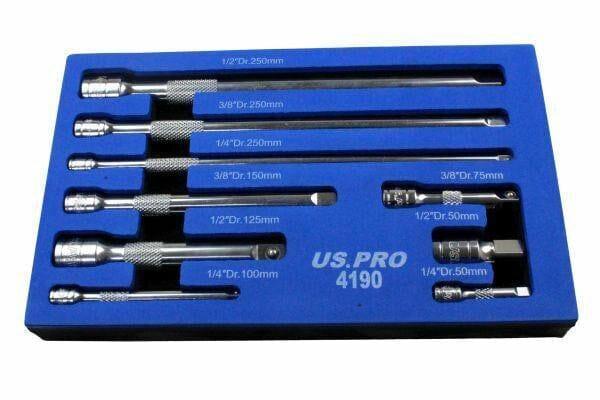 US PRO Tools 9pc 1/4" 3/8" 1/2" Dr Extension Bar Set, Sockets bars 4190 - Tools 2U Direct SW