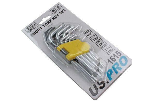 US PRO Tools 9pc Short Torx Star Key Set - Torxs Bits Keys 1615 - Tools 2U Direct SW
