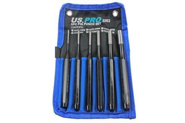 US PRO Tools PIN Punch set 6pc Parallel Pin Metric Punch Tool Set 2.5mm - 10mm 3263 - Tools 2U Direct SW